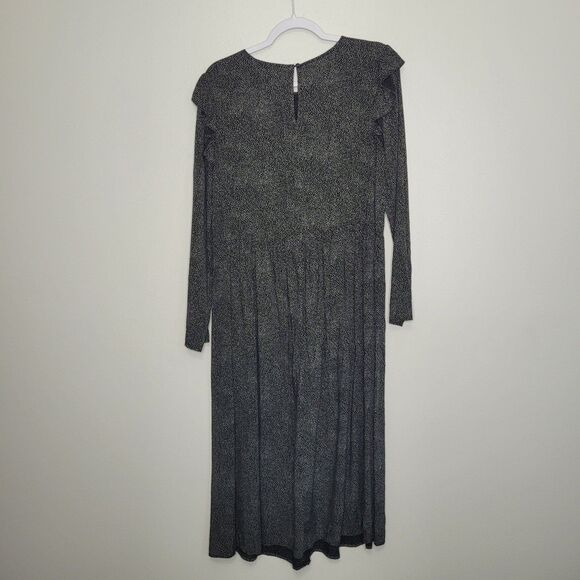 H&M black polka-dot ruffle long sleep modest trad wife maxi dress size 10 NWT - Picture 2 of 8